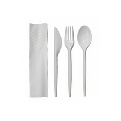 Cubierto X3 Blanco+Servilleta 50 Unidades Suraplast