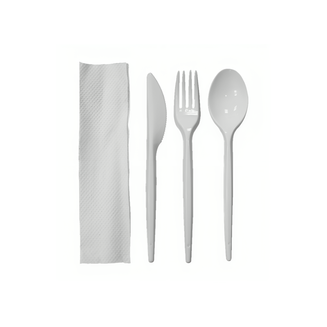 Cubierto X3 Blanco+Servilleta 50 Unidades Suraplast