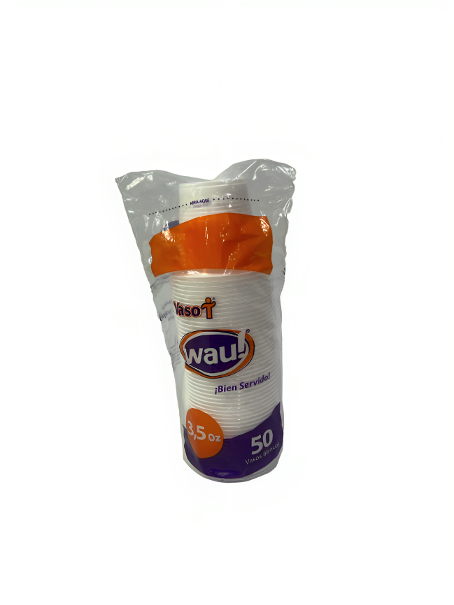 Vaso 3.5Oz Blanco Paquete 50 Unidades Wau